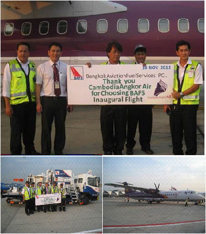BAFS provided refueling service to Combodia Angkor Air's inaugural flight, on 30th November 2012 at Suvarnabhumi international airport.