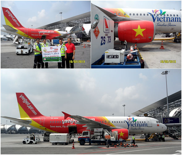 BAFS provided refueling service to Vietjet Air's inaugural flight, on 10th February 2013 at Suvarnabhumi international airport.