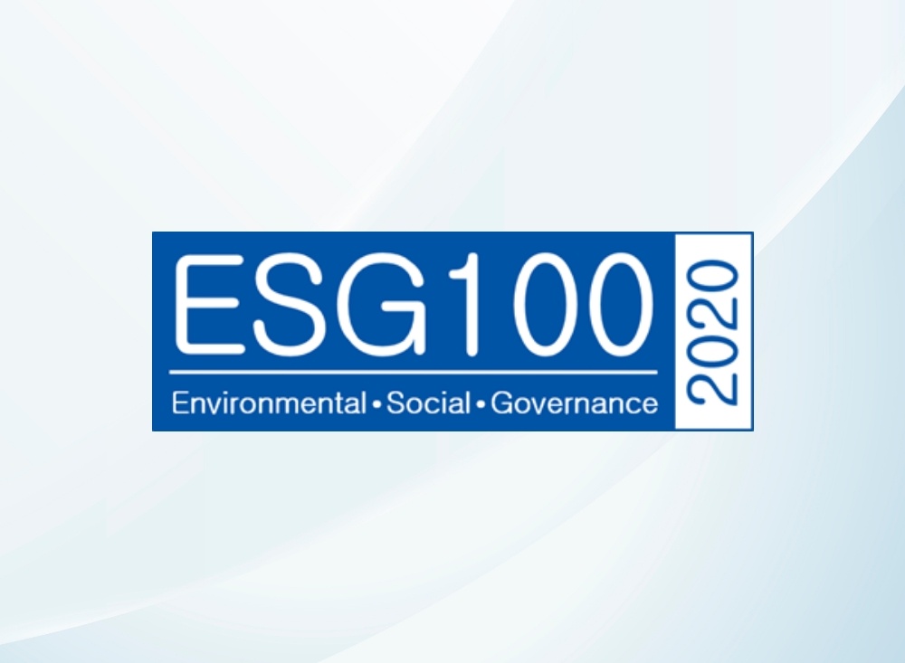 บริษัทได้รับประกาศนียบัตร “Certificate of ESG100 Company โดยได้รับการคัดเลือกให้เข้าอยู่ใน Universe ของกลุ่มหลักทรัพย์ ESG100 ประจําปี 2563