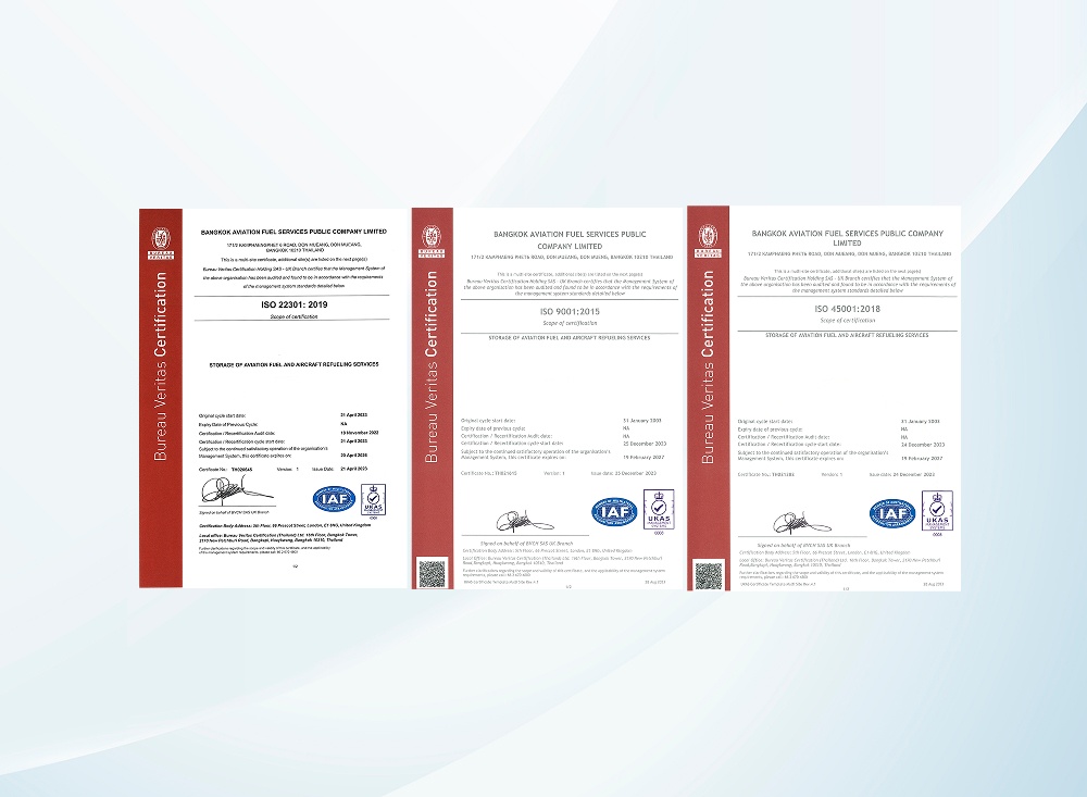 บริษัทผ่านการรับรอง ISO 22301:2019/ISO 9001:2015/ISO 45001:2018 อย่างต่อเนื่อง